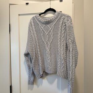 Aerie gray cable knit sweater